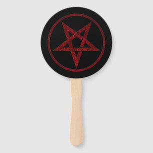 Red Devil Pentagram Hand Fan