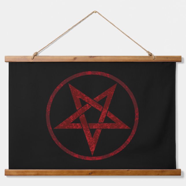 Red Devil Pentagram Hanging Tapestry (Front)