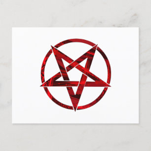 Red Devil Pentagram Holiday Postcard