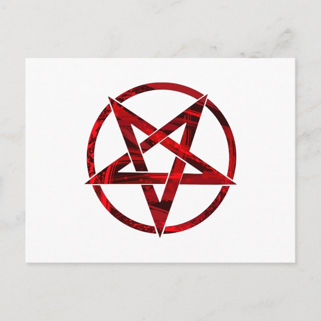 Red Devil Pentagram Invitation Postcard (Front)
