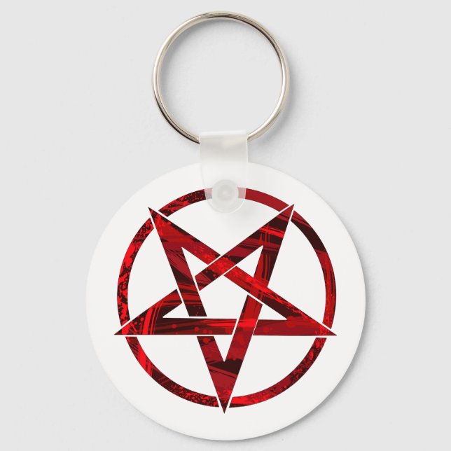 Red Devil Pentagram Key Ring (Front)