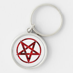 Red Devil Pentagram Key Ring