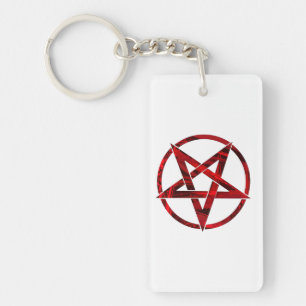 Red Devil Pentagram Key Ring