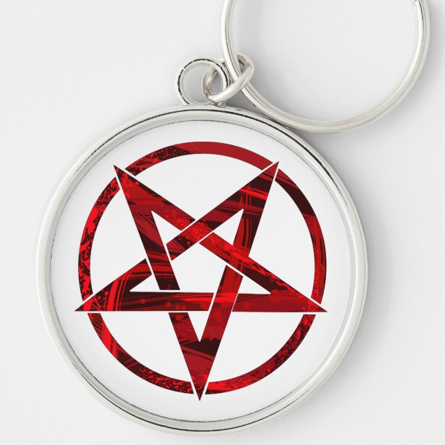 Red Devil Pentagram Key Ring (Front)