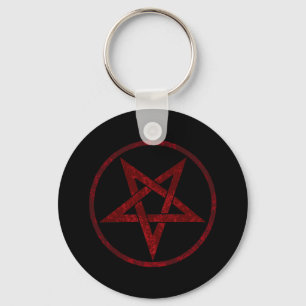 Red Devil Pentagram Key Ring