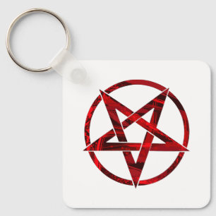 Red Devil Pentagram Key Ring