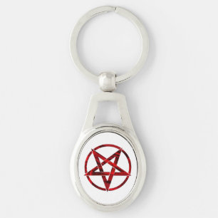 Red Devil Pentagram Key Ring