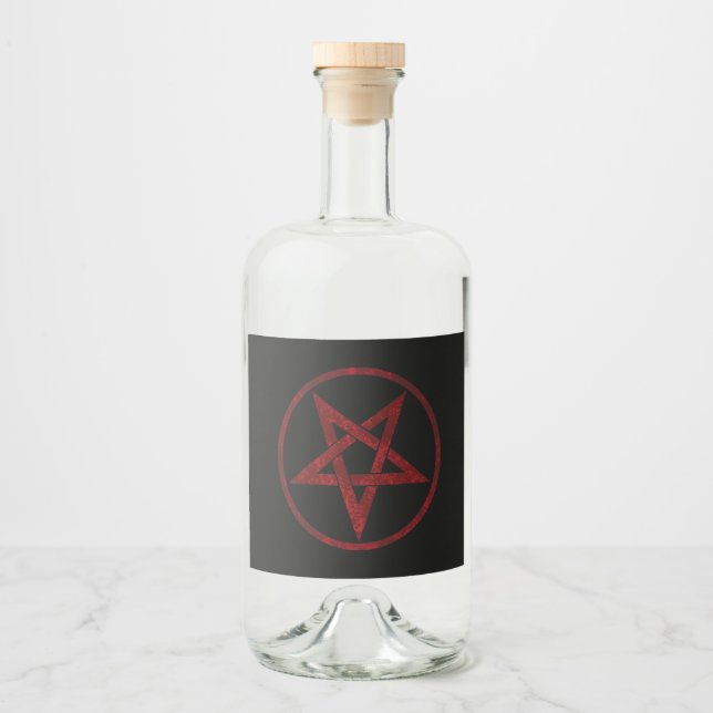 Red Devil Pentagram Liquor Bottle Label (Front)
