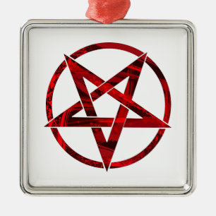 Red Devil Pentagram Metal Ornament
