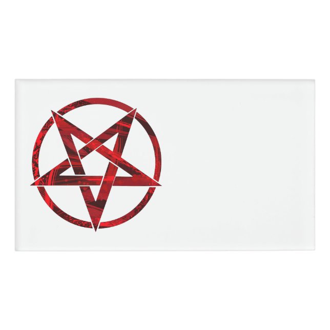Red Devil Pentagram Name Tag (Front)