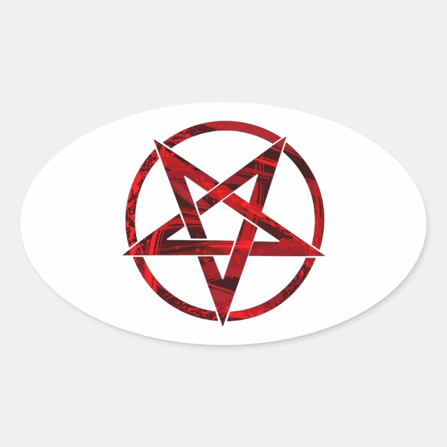 Red Devil Pentagram Oval Sticker (Front)
