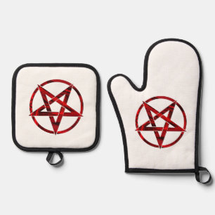 Red Devil Pentagram Oven Mitt & Pot Holder Set