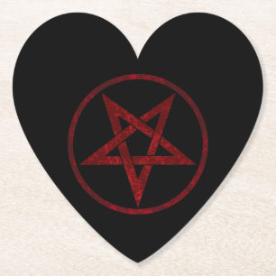 Red Devil Pentagram Paper Coaster