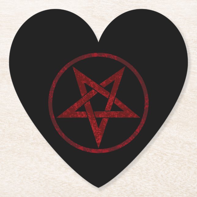 Red Devil Pentagram Paper Coaster (Front)