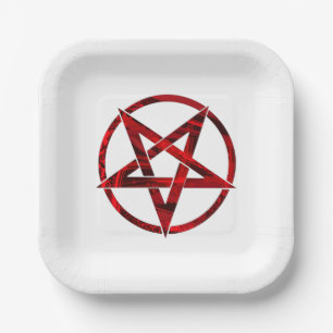 Red Devil Pentagram Paper Plate