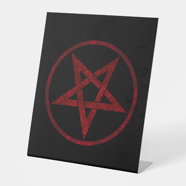 Red Devil Pentagram Pedestal Sign (Front)