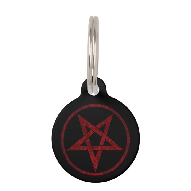 Red Devil Pentagram Pet Tag (Front)