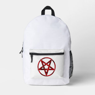 Red Devil Pentagram Printed Backpack