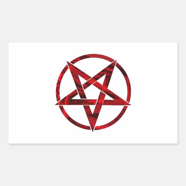 Red Devil Pentagram Rectangular Sticker (Front)