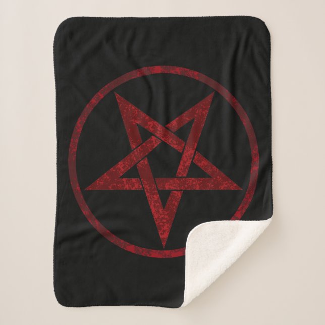 Red Devil Pentagram Sherpa Blanket (Front)