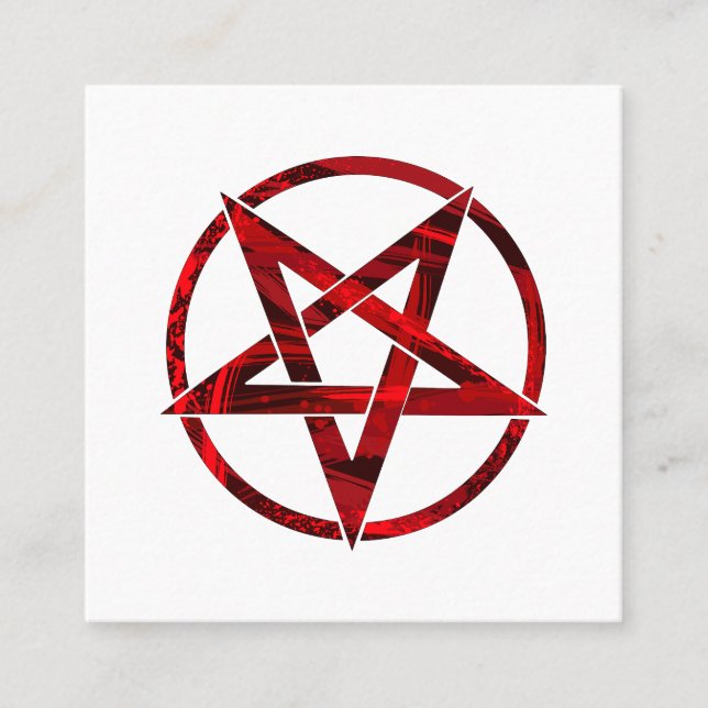 Red Devil Pentagram Square Business Card (Front)