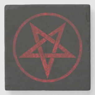 Red Devil Pentagram Stone Coaster