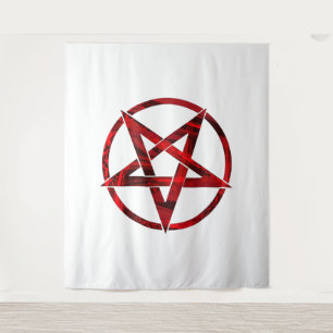 Red Devil Pentagram Tapestry