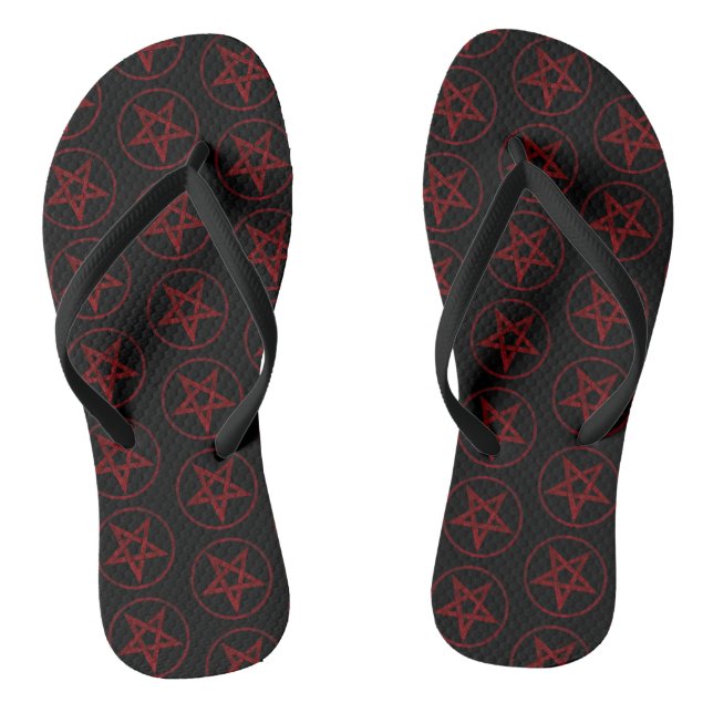 Red Devil Pentagram Thongs (Footbed)