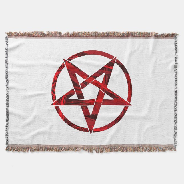 Red Devil Pentagram Throw Blanket (Front)