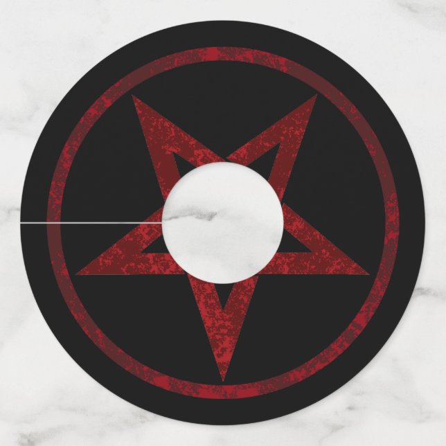 Red Devil Pentagram Wine Glass Tag (Front)