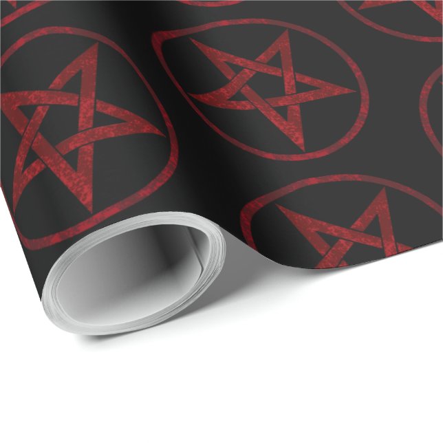 Red Devil Pentagram Wrapping Paper (Roll Corner)