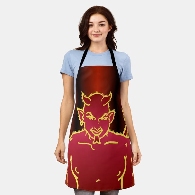 Red Devil Smiling Apron (Worn)
