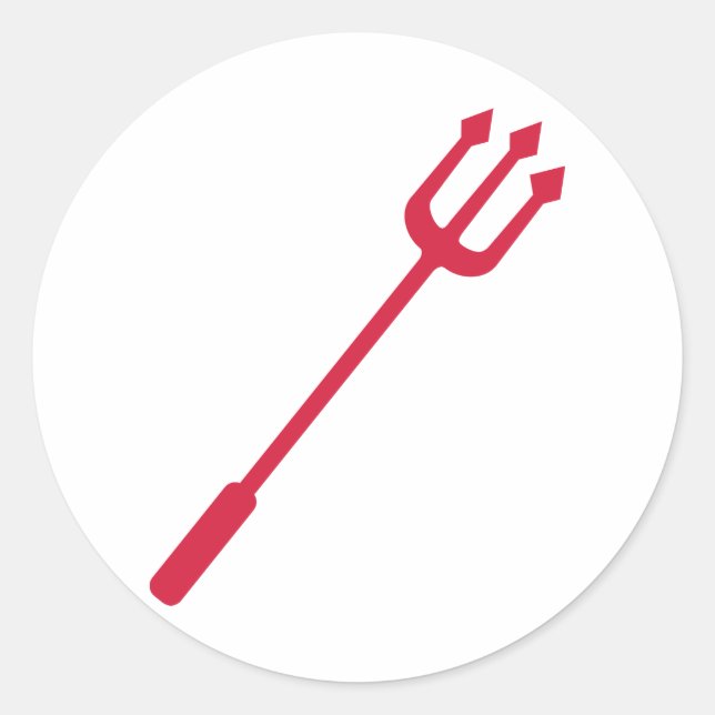 Red devil trident classic round sticker (Front)