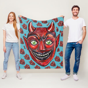 Red Devil Vintage Halloweenies Fleece Blanket
