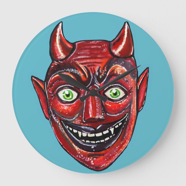Red Devil Vintage Halloweenies  Large Clock (Front)