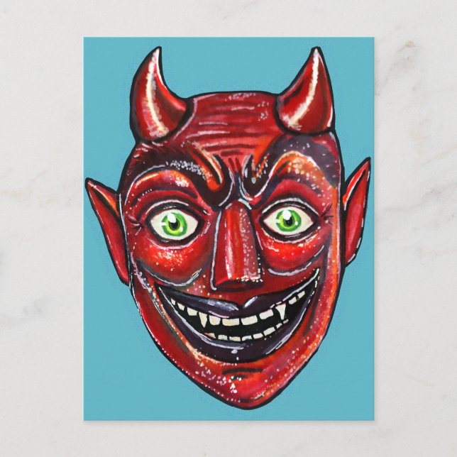 Red Devil Vintage Halloweenies  Postcard (Front)