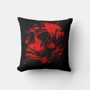 Red Devil's Skull Creepy Artwork Cushion