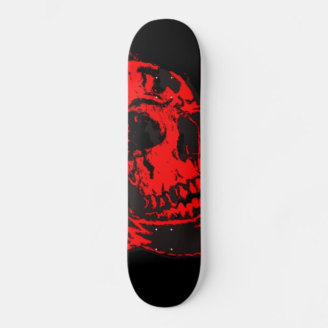 Red Devil's Skull Creepy Artwork Skateboard (Front)