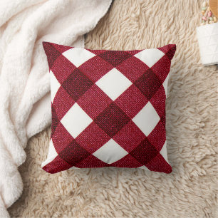 Red Diagonal Buffalo Chequered Throw Pillow