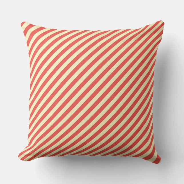  Red Diagonal Stripe Cushion (Front)