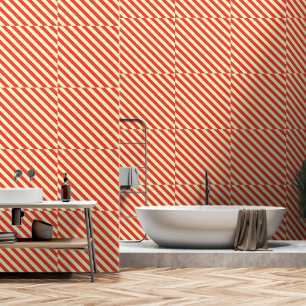 Red Diagonal Stripe Wallpaper