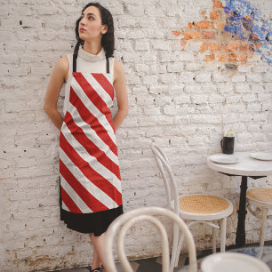 Red Diagonal Stripes Apron