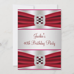 Red Diamond 40th Birthday Party Invitation