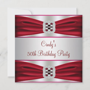 Red Diamond 50th Birthday Invitation