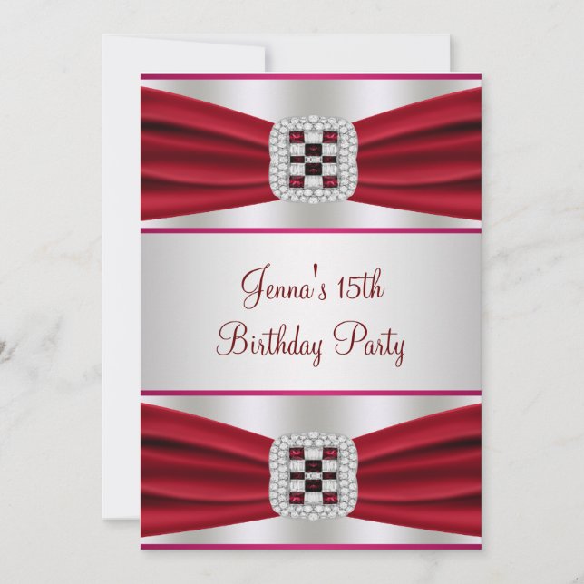 Red Diamond Birthday Party Invitation (Front)