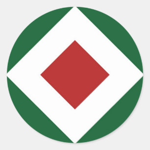 Red Diamond, Bold White Border on Green Classic Round Sticker