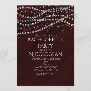 Red & Diamond Glamour Sparkle Party Invitations