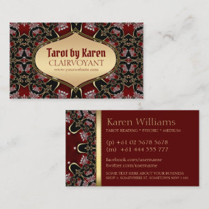 Red Diamond Golden Goddess Tarot Business Cards
