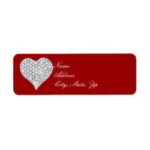 Red Diamond Heart Address Labels
