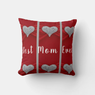 Red Diamond Hearts Best Mum Ever 2022 Chic Gift Cushion